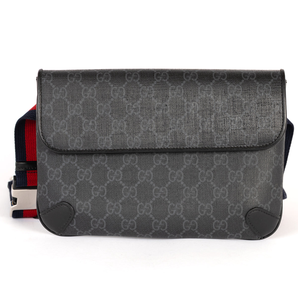 Gucci GG Supreme Belt Bag Monogram Coated Canvas Bag - Black