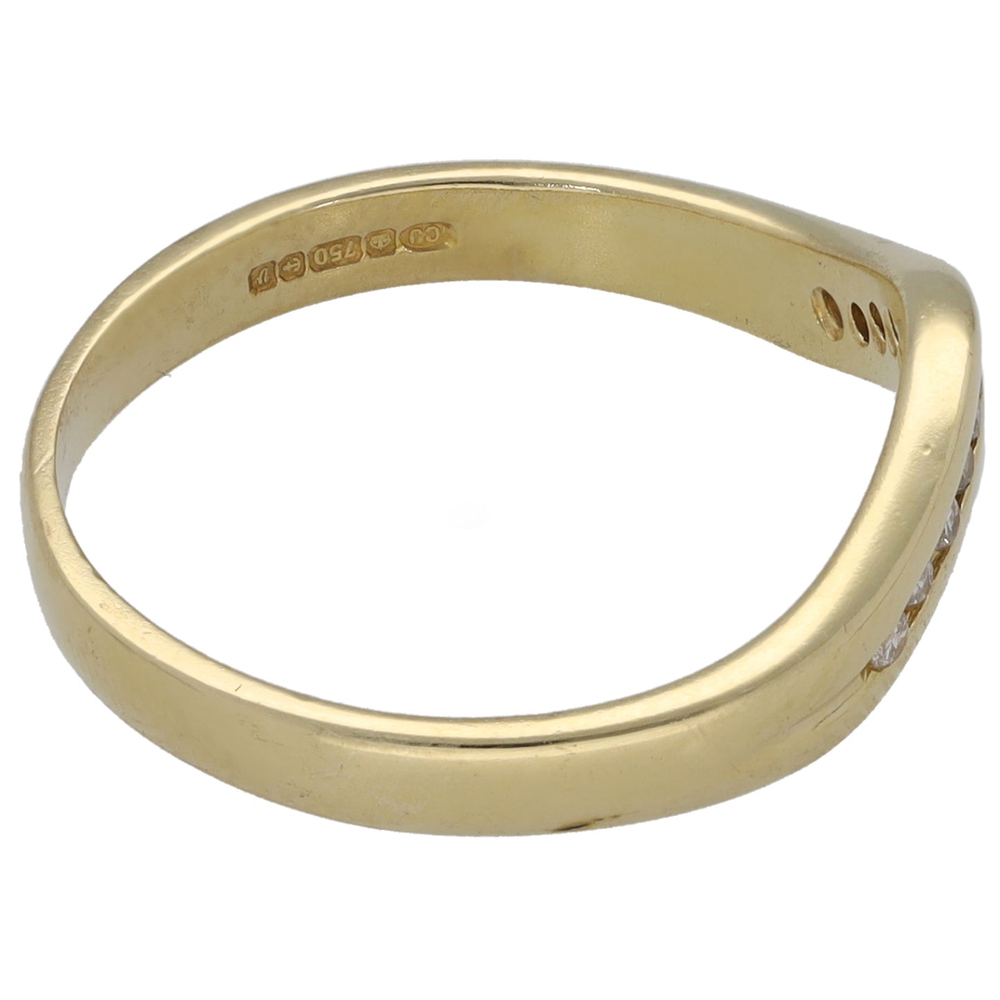18ct Gold 0.11ct Diamond Wishbone Ring Size M