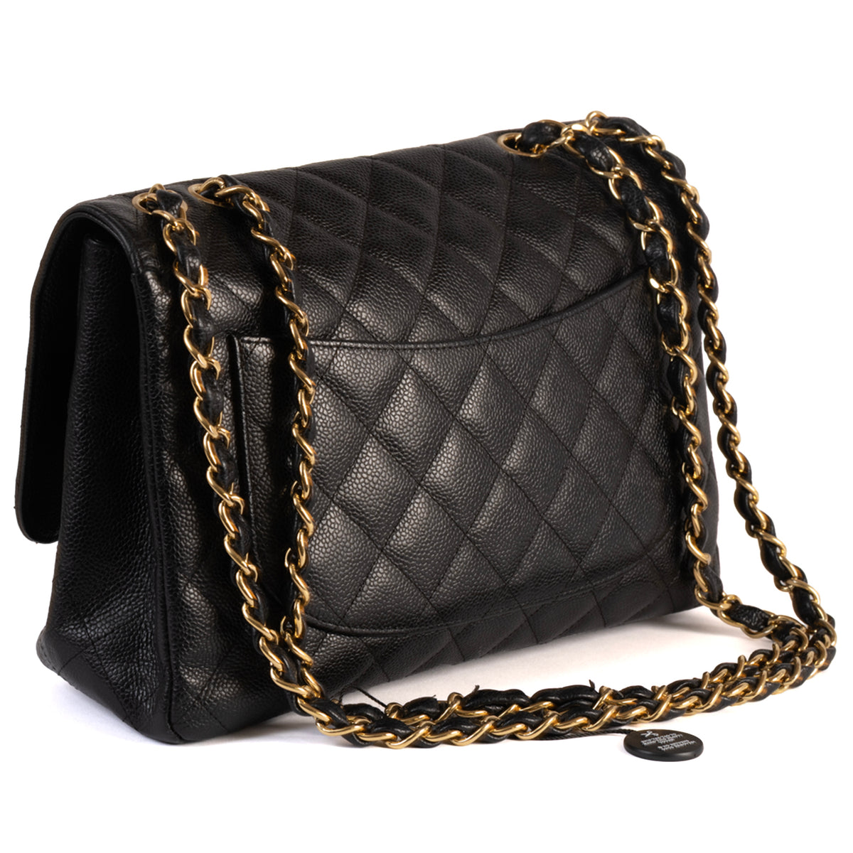 Chanel Classic Single Flap Caviar Leather Bag - Black