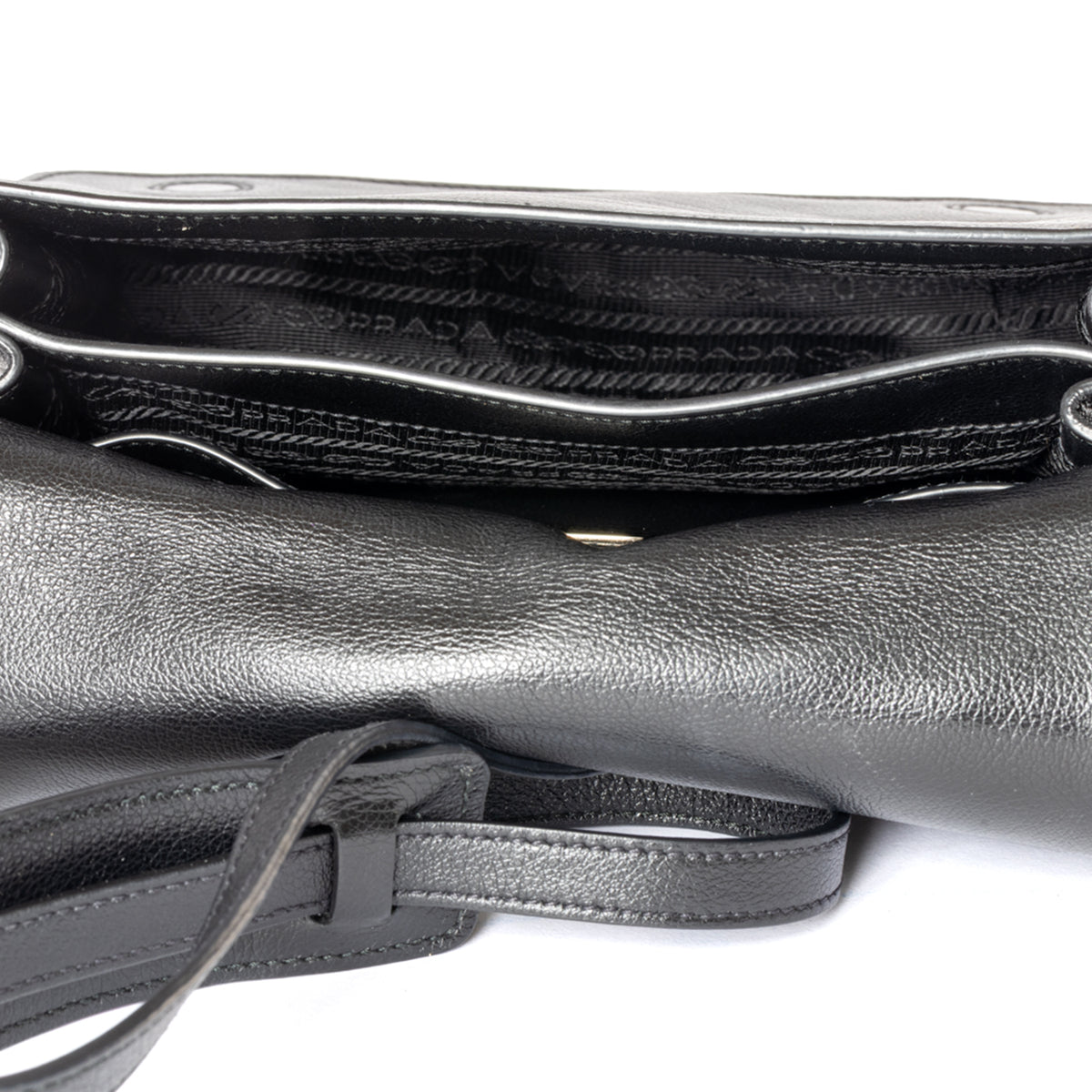 Prada Glace Plain Leather Crossbody Bag - Black