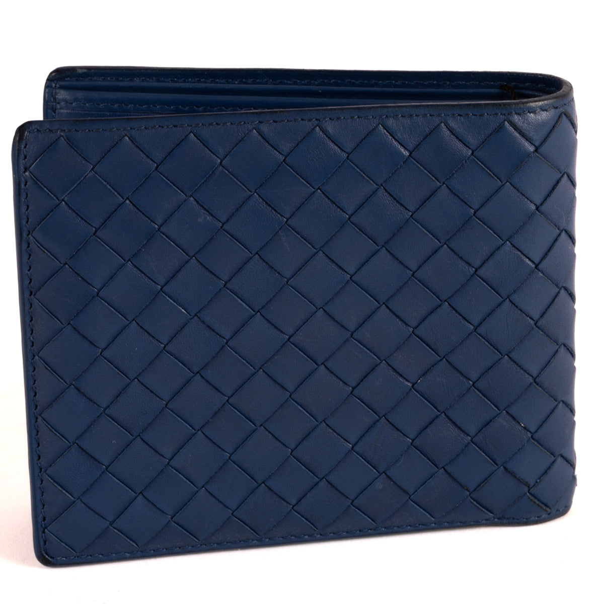 Bottega Veneta Bi-Fold Wallet Weave Leather - Blue