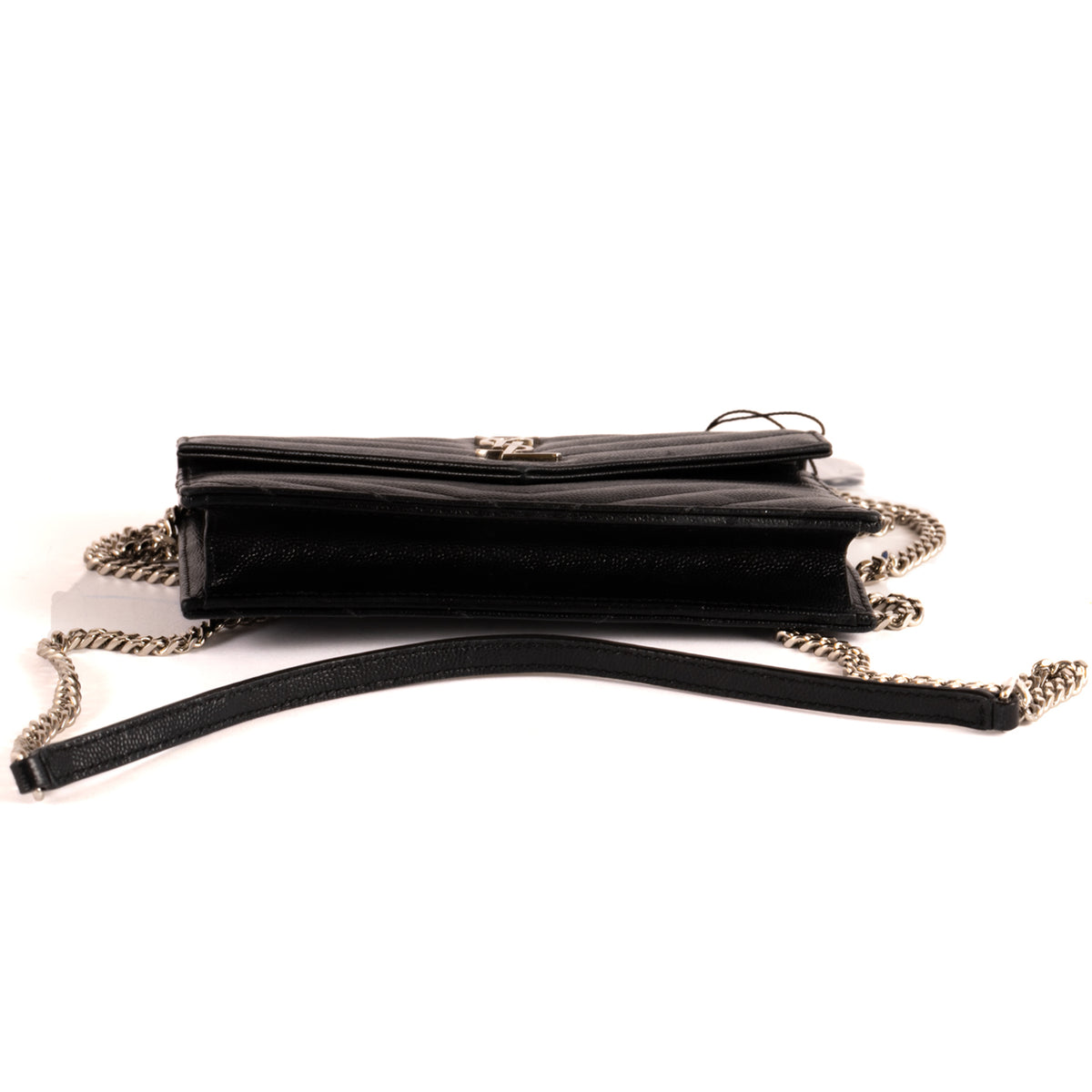 Yves Saint Laurent Cassandra Chevron Leather Crossbody Bag - Black