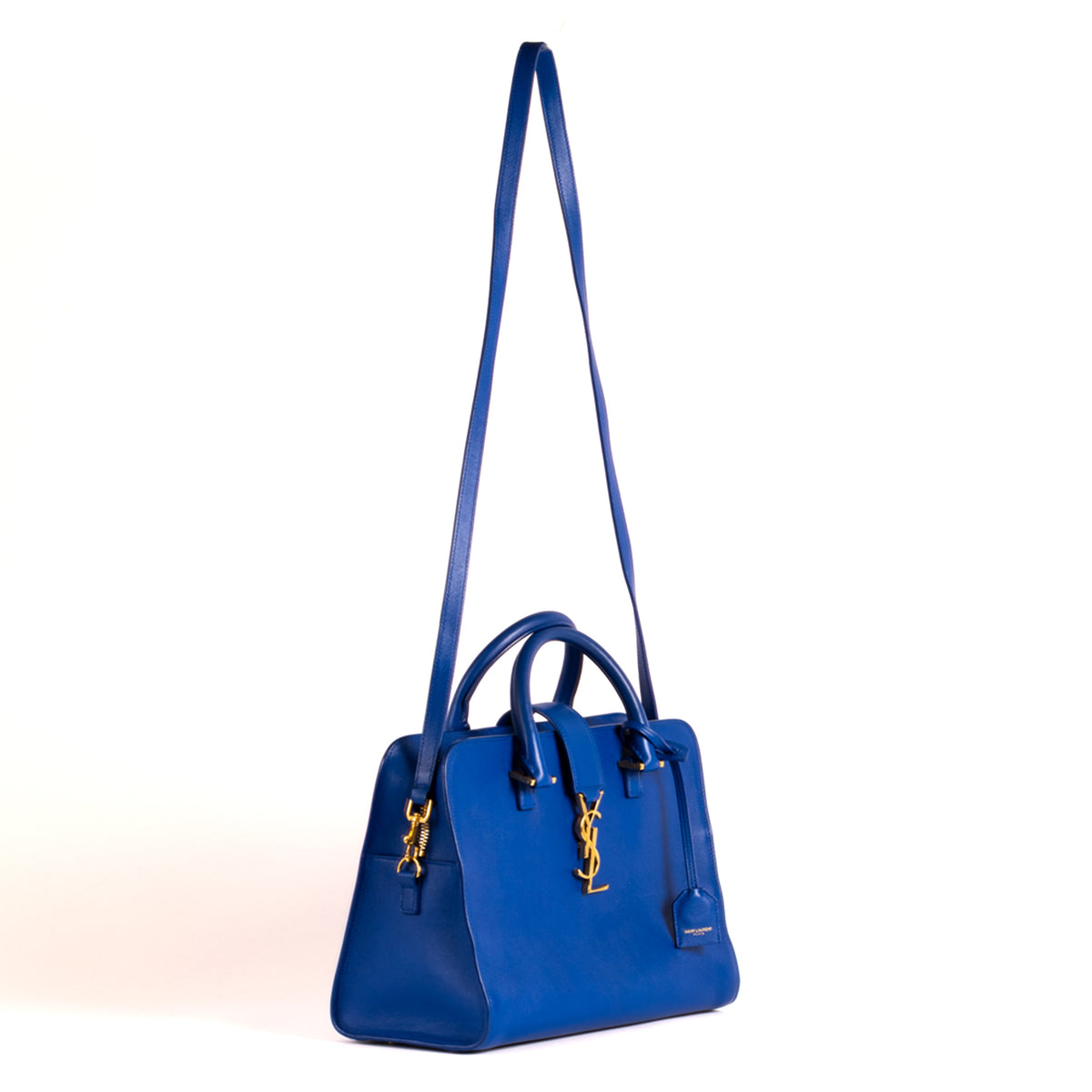 Yves Saint Laurent Small Cabas Plain Leather Tote Bag - Blue