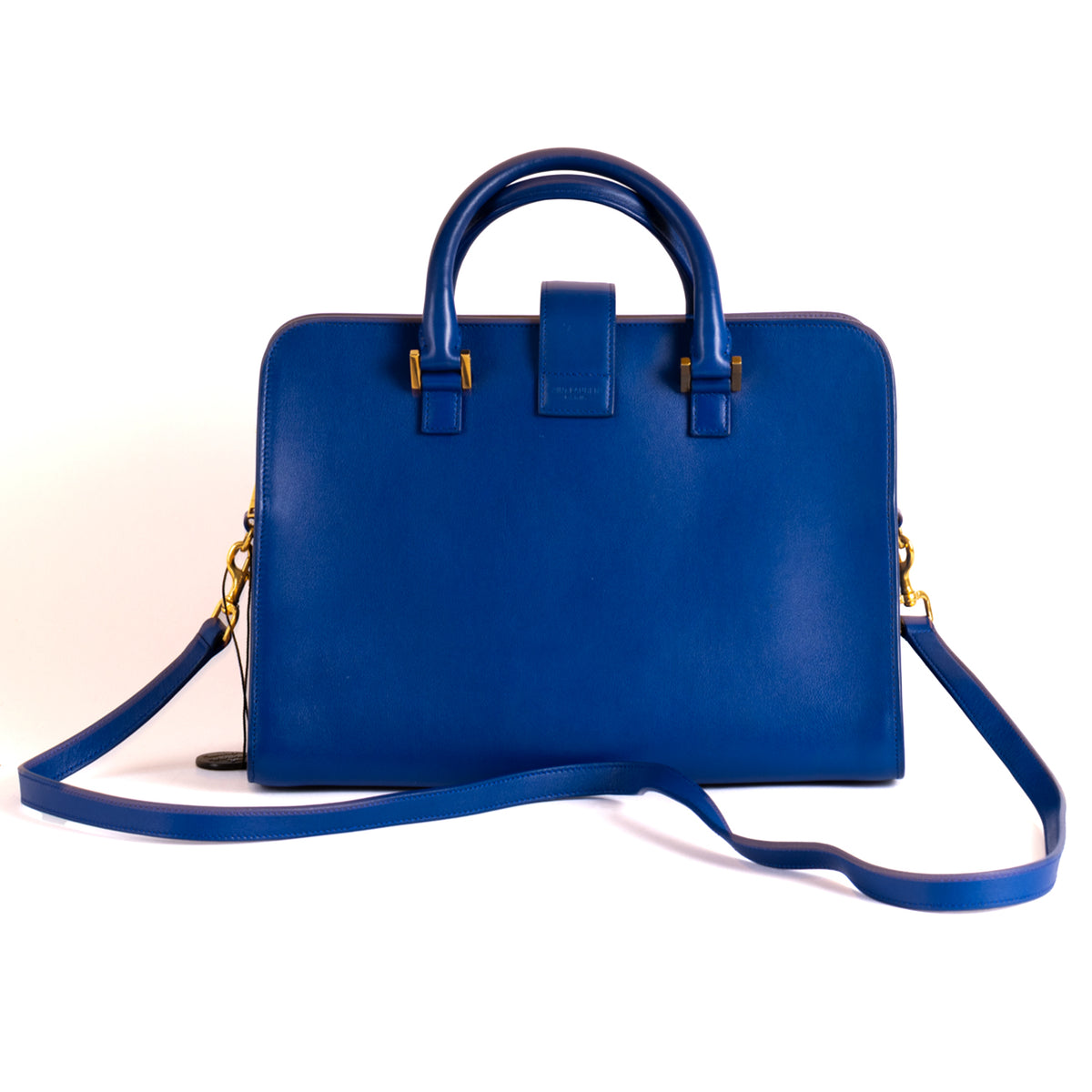 Yves Saint Laurent Small Cabas Plain Leather Tote Bag - Blue