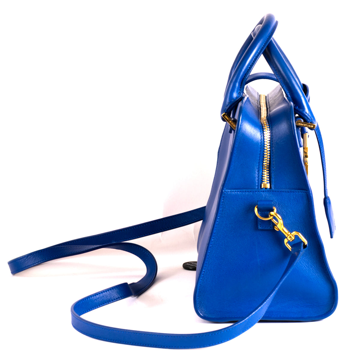 Yves Saint Laurent Small Cabas Plain Leather Tote Bag - Blue