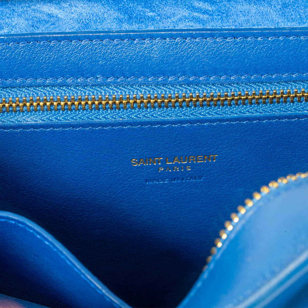 Yves Saint Laurent Small Cabas Plain Leather Tote Bag - Blue