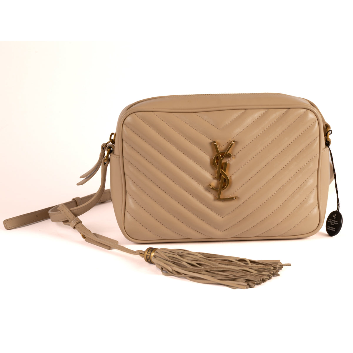Yves Saint Laurent Lou Chevron Leather Camera Bag - Beige