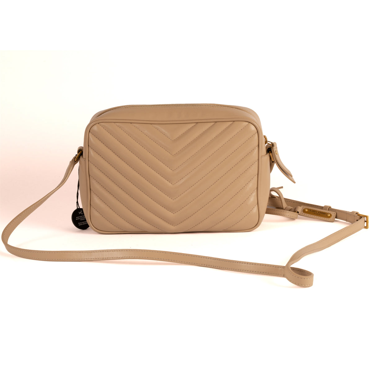 Yves Saint Laurent Lou Chevron Leather Camera Bag - Beige