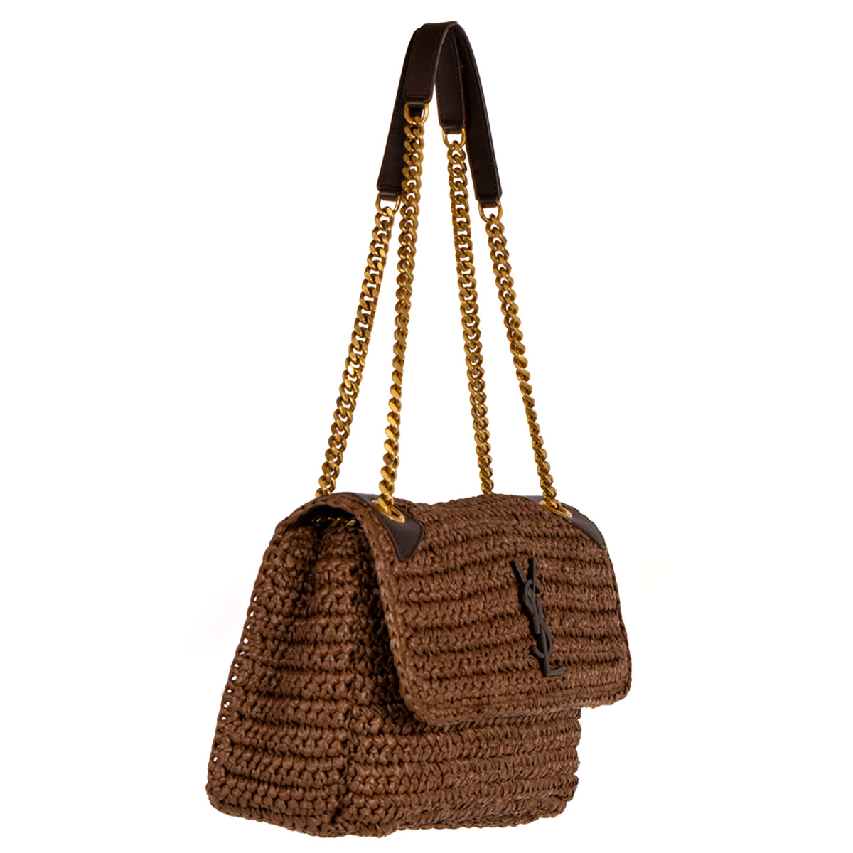 Yves Saint Laurent Niki Medium Raffia Shoulder Bag - Brown