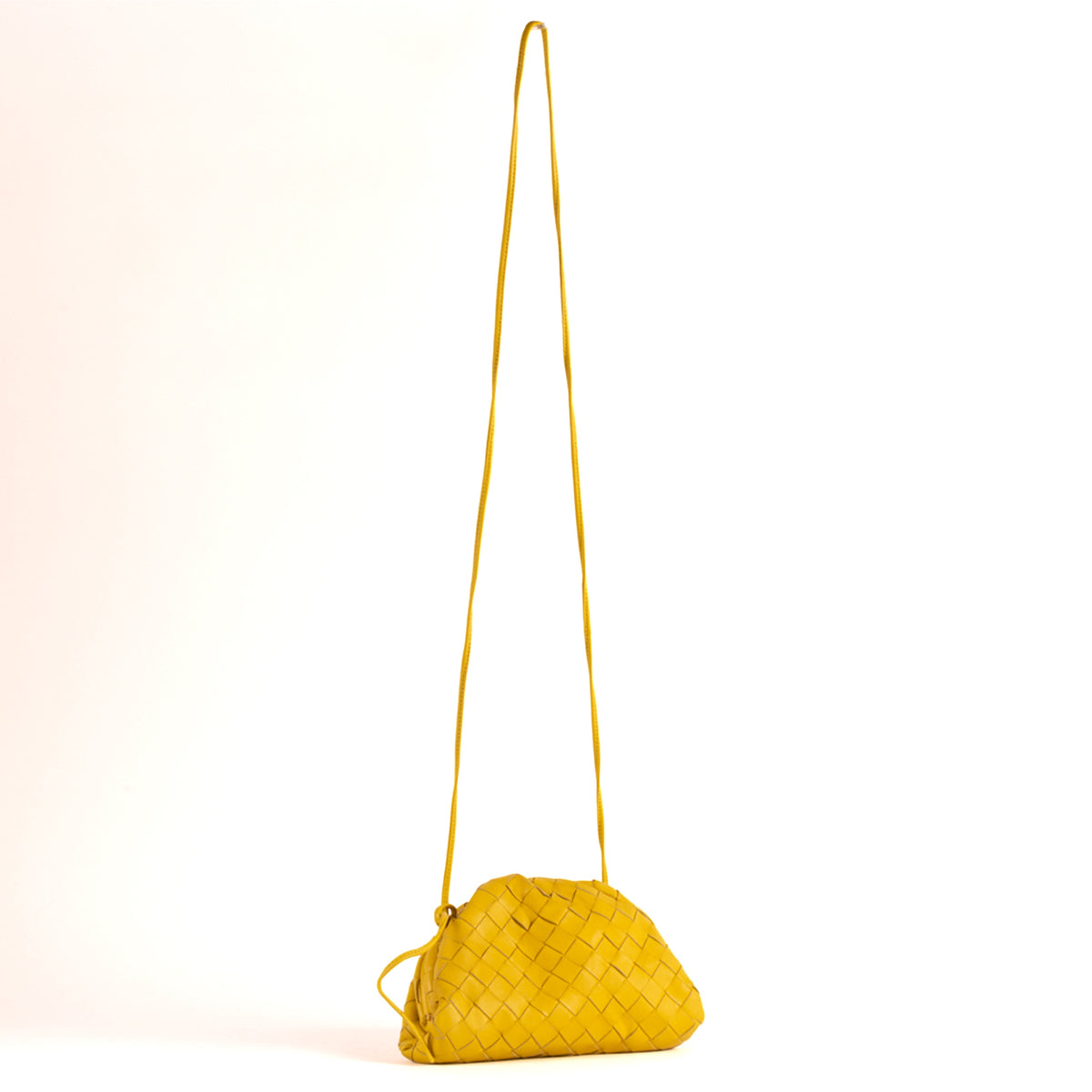 Bottega Venetta The Pouch Weave Leather Crossbody Bag - Yellow