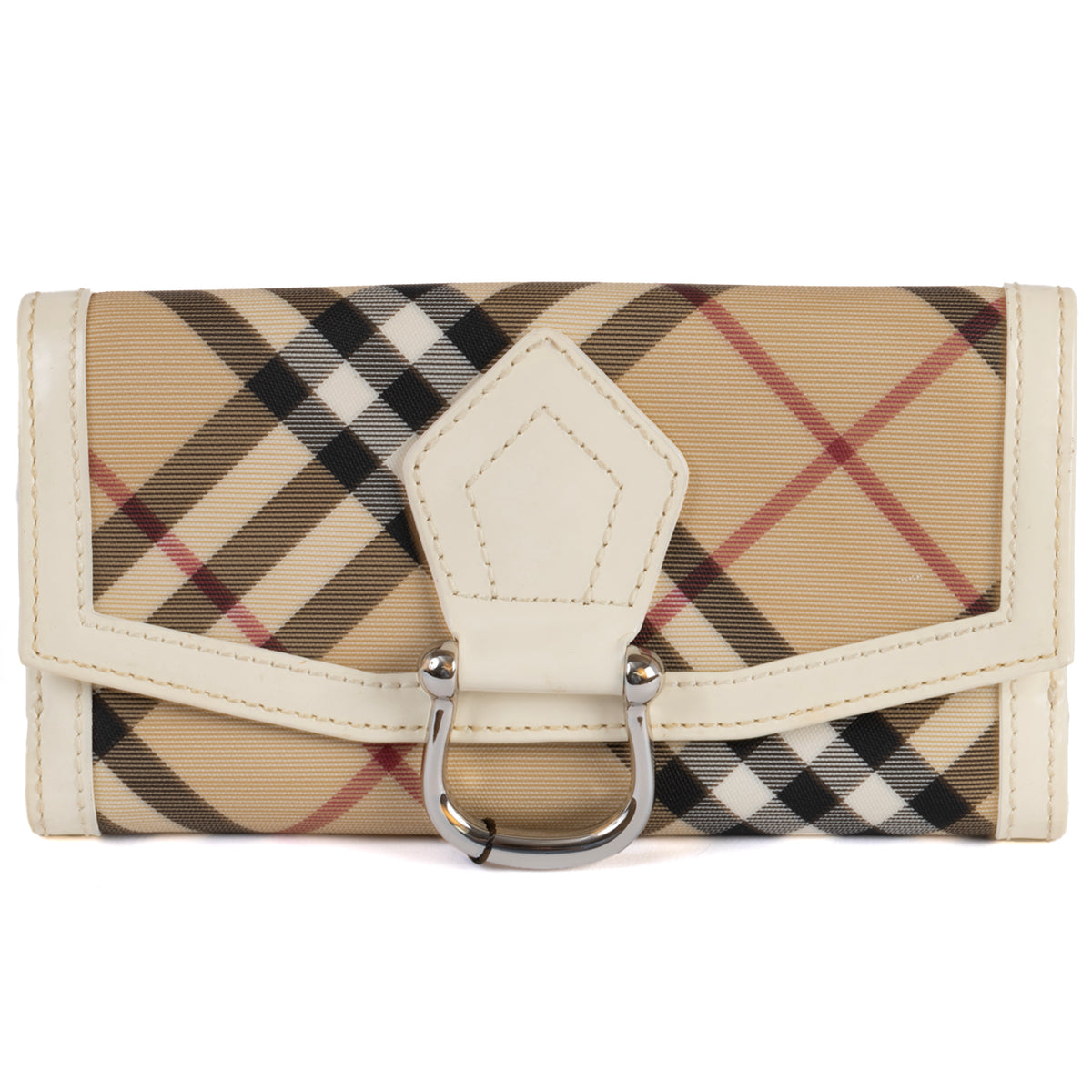 Burberry Purse Nova Check PVC Leather Wallet - White & Beige