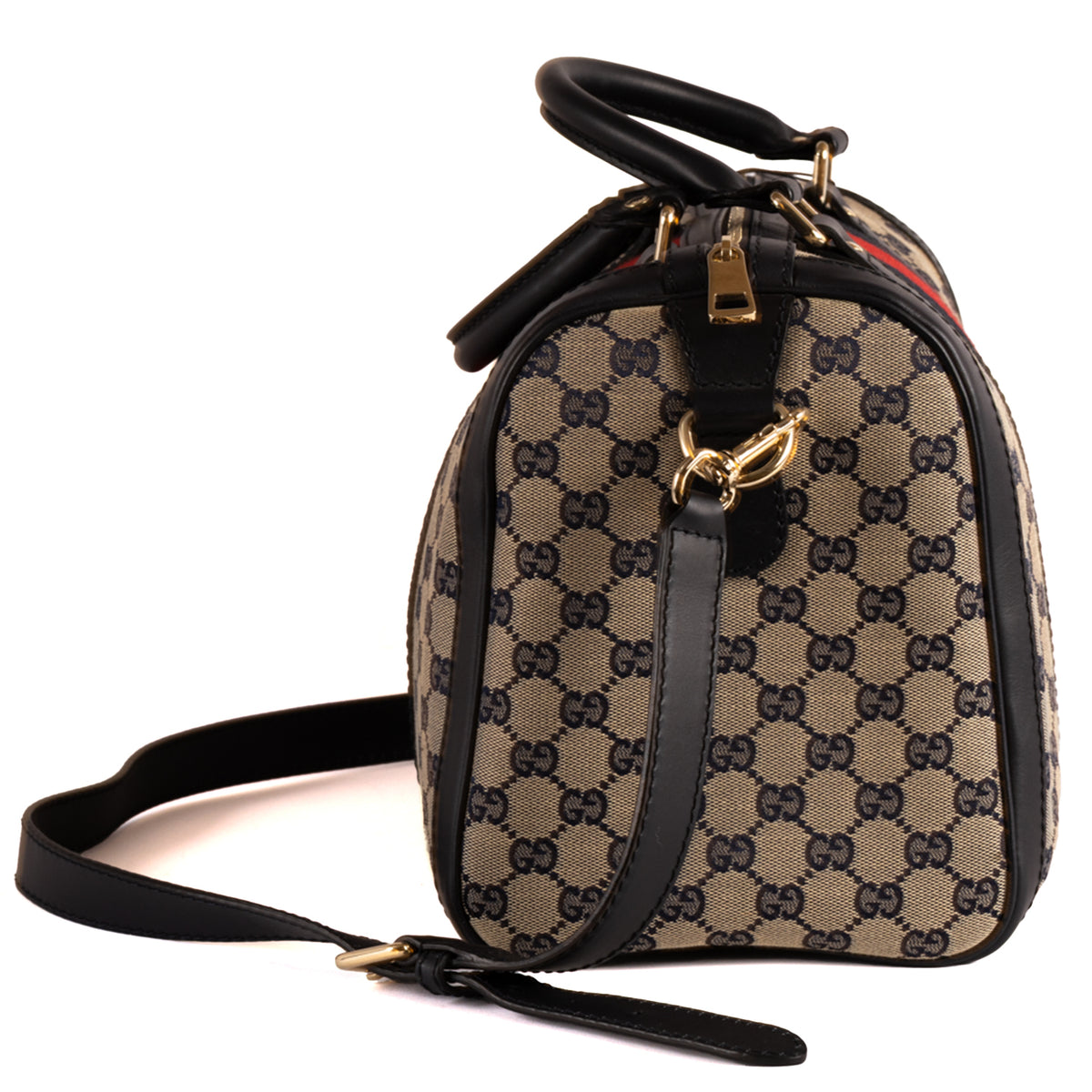 Gucci Boston GG Monogram Leather Travel Bag - Beige & Blue