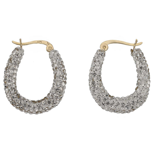 New 9ct Gold 22mm Crystal Hoop Earrings