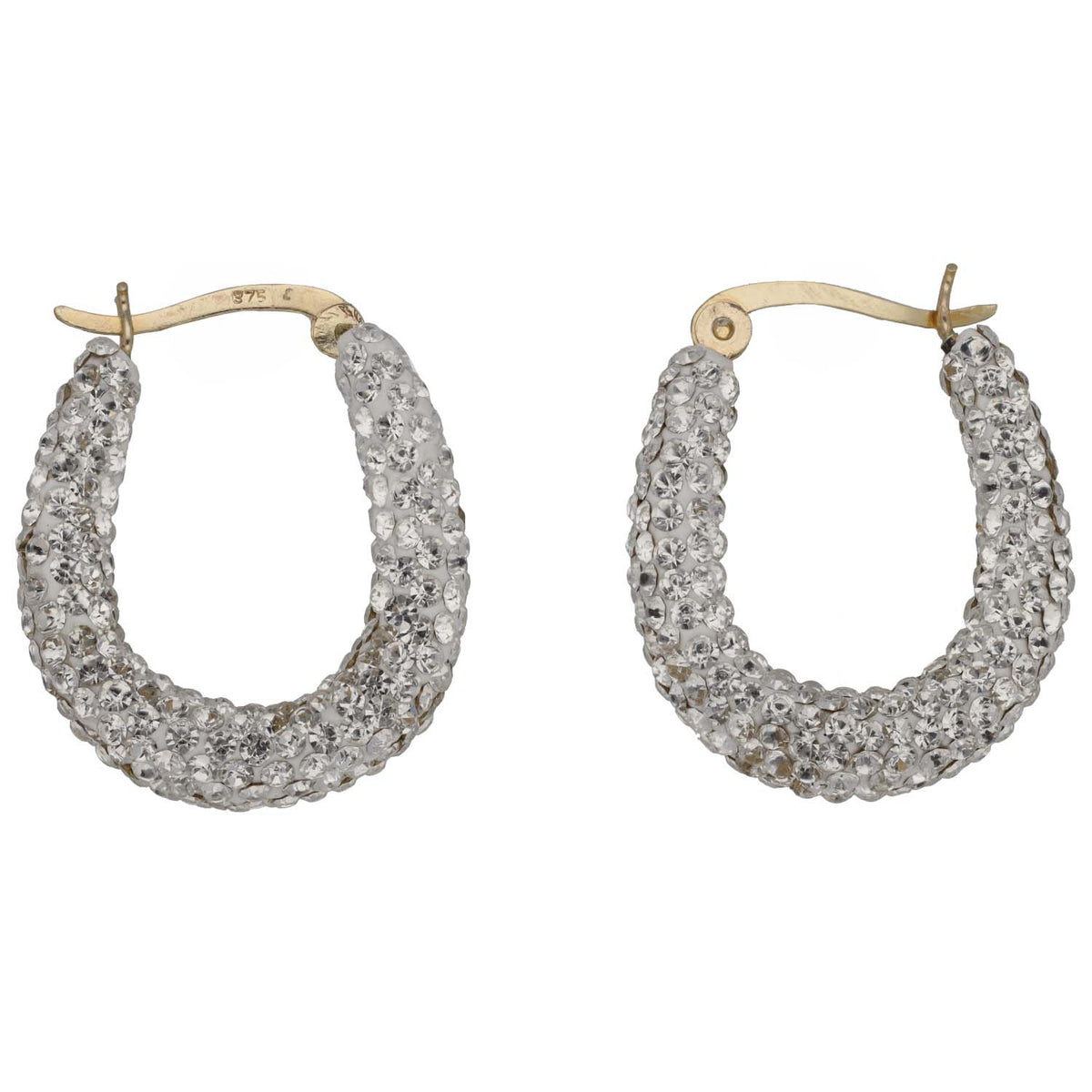 New 9ct Gold 22mm Crystal Hoop Earrings