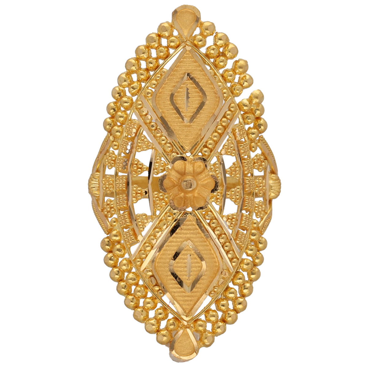 New 22ct Gold Flower & Shield Ring Size N
