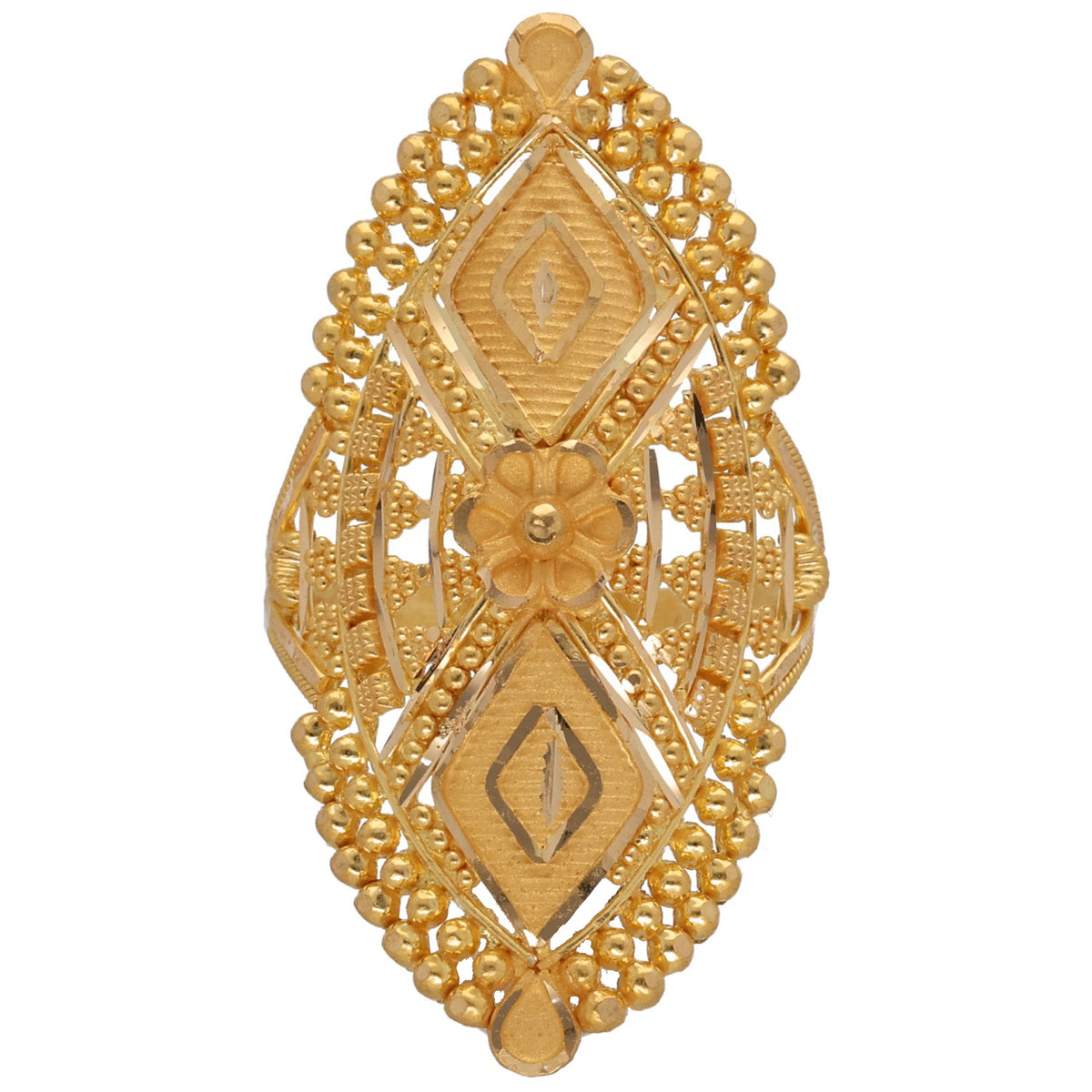 New 22ct Gold Flower & Shield Ring Size N
