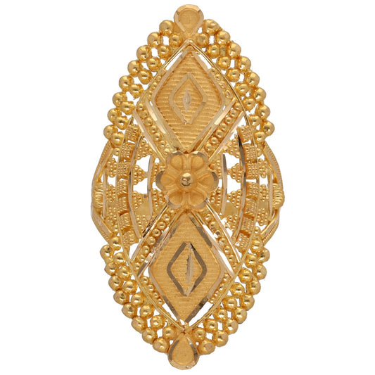 New 22ct Gold Flower & Shield Ring Size N