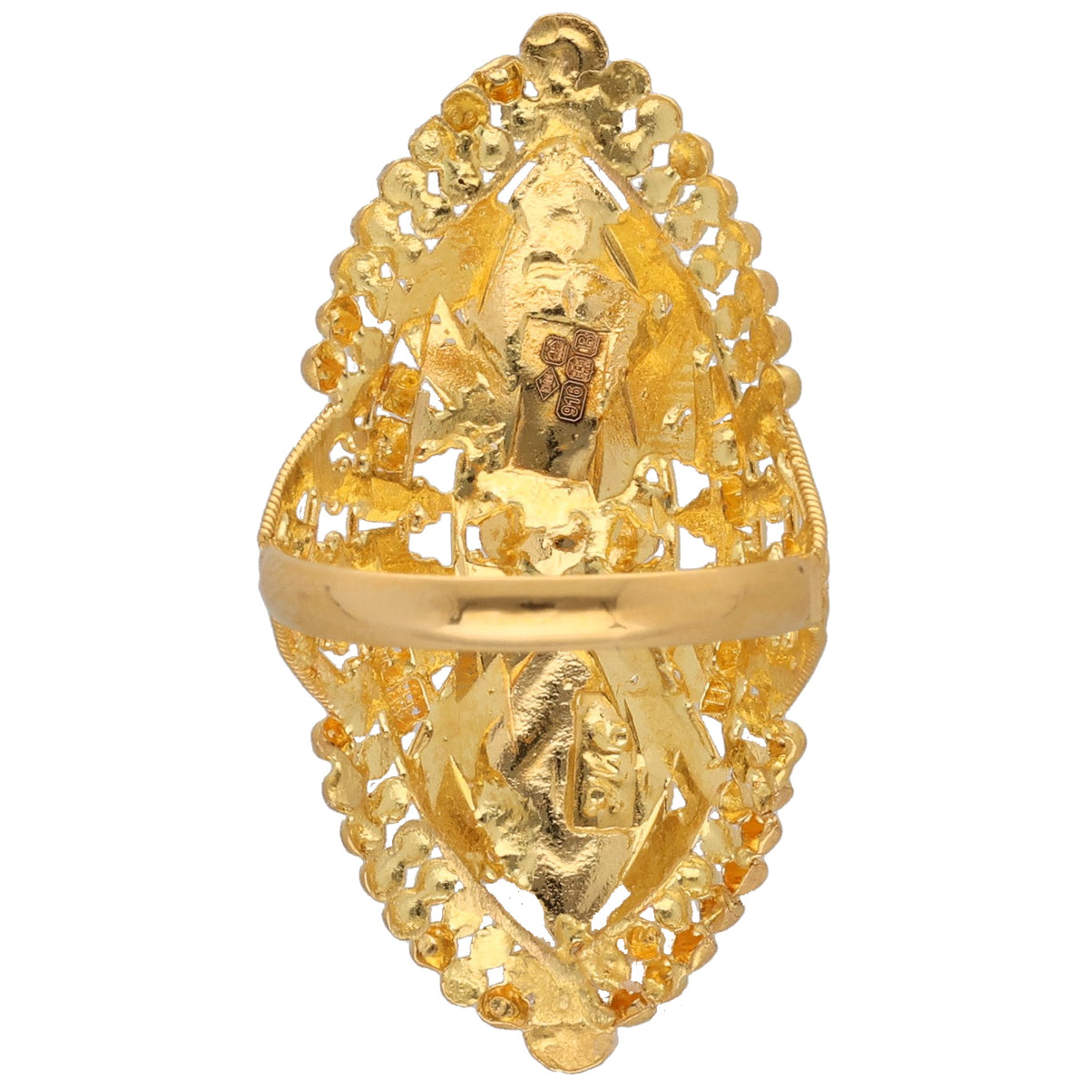 New 22ct Gold Flower & Shield Ring Size N