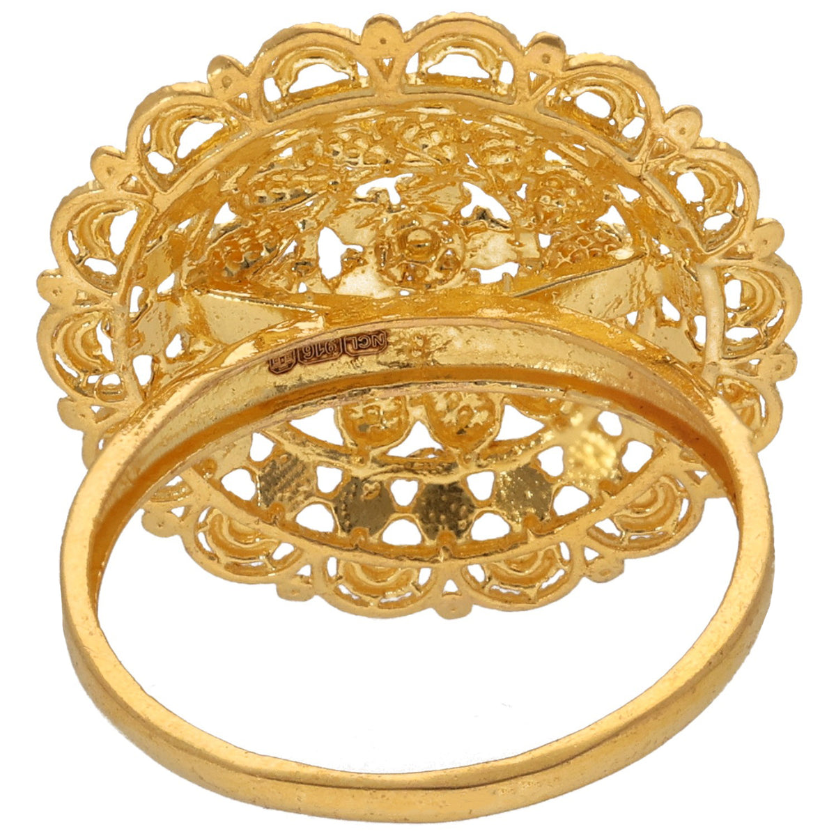 New 22ct Gold Circle Shield Ring Size R