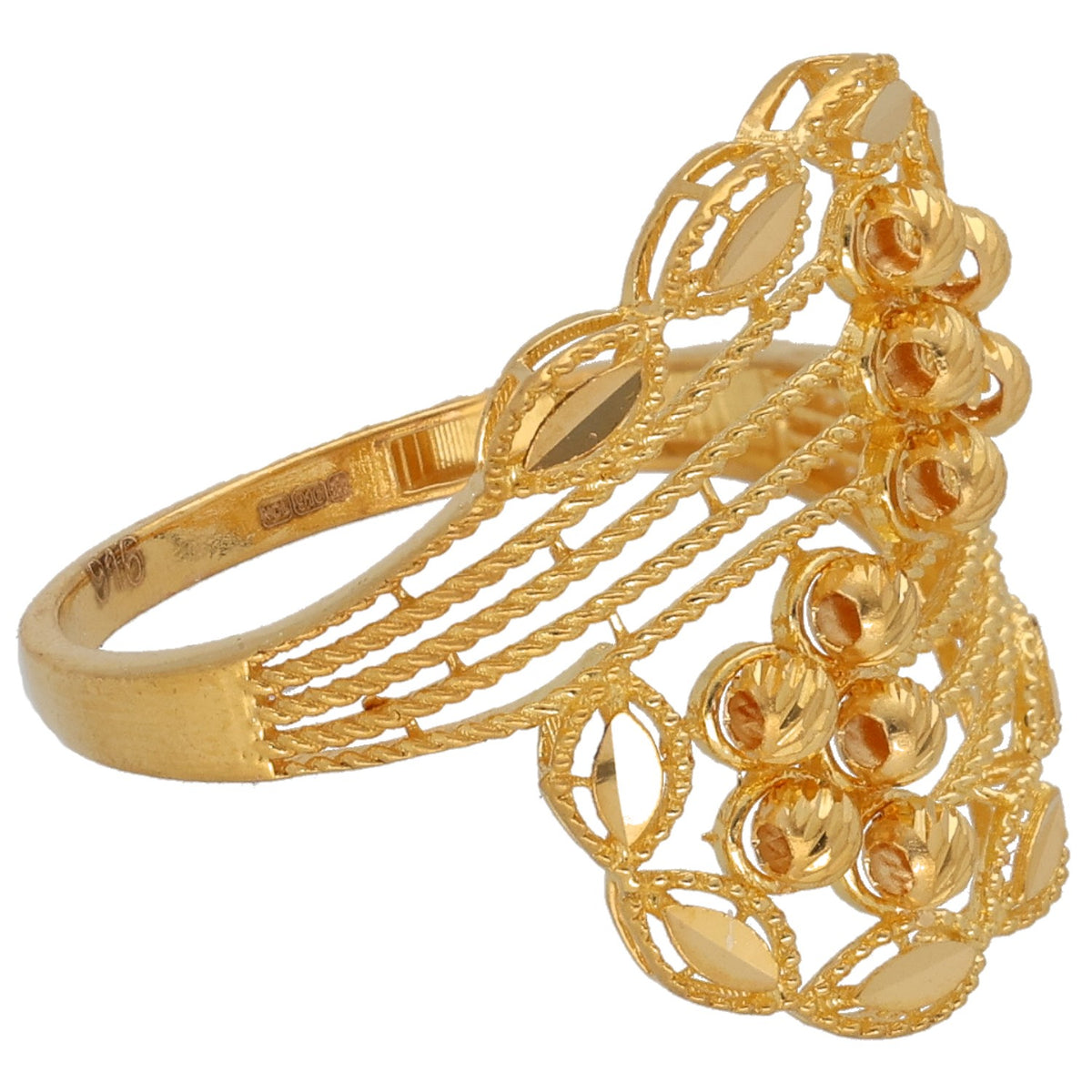 New 22ct Gold Beaded Lined Wrap Ring Size S