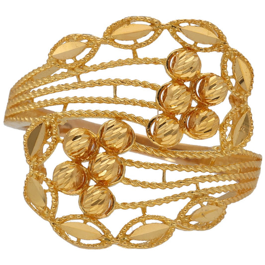 New 22ct Gold Beaded Lined Wrap Ring Size S