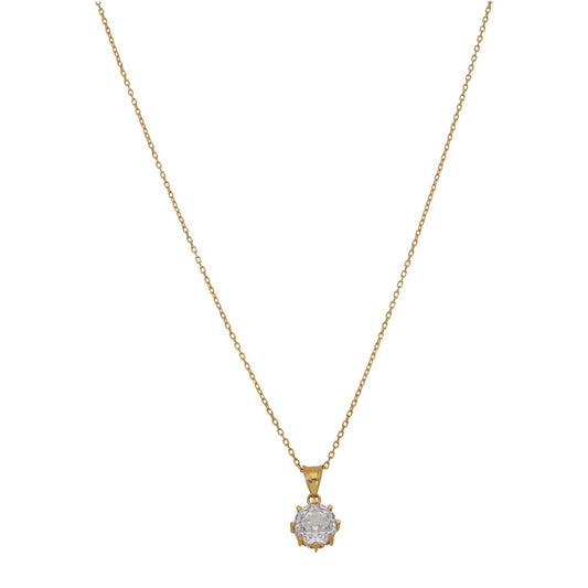 New 22ct Gold Cubic Zirconia Solitaire Pendant With Chain 18"