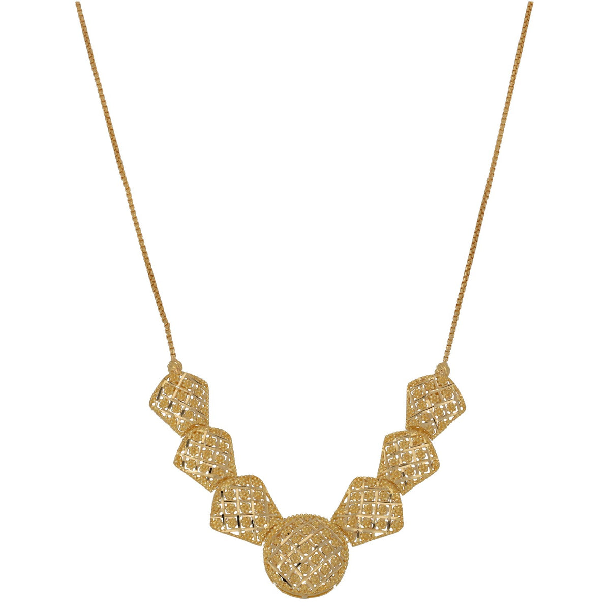 New 22ct Gold Fancy Geometric Necklace 18"