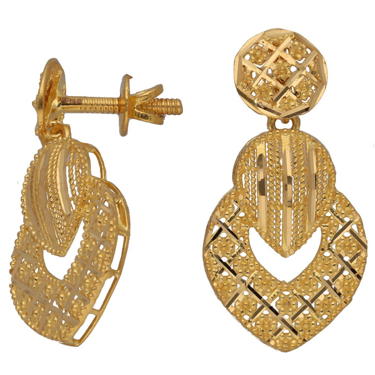 New 22ct Gold Ornate Teardrop Drop Earrings