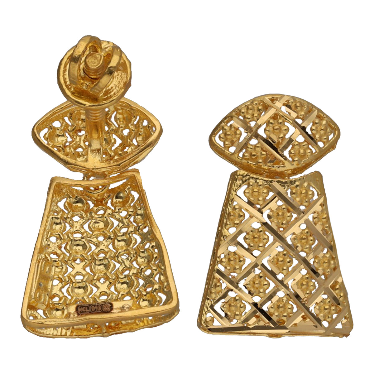 New 22ct Gold Fancy Geometric Drop Earrings