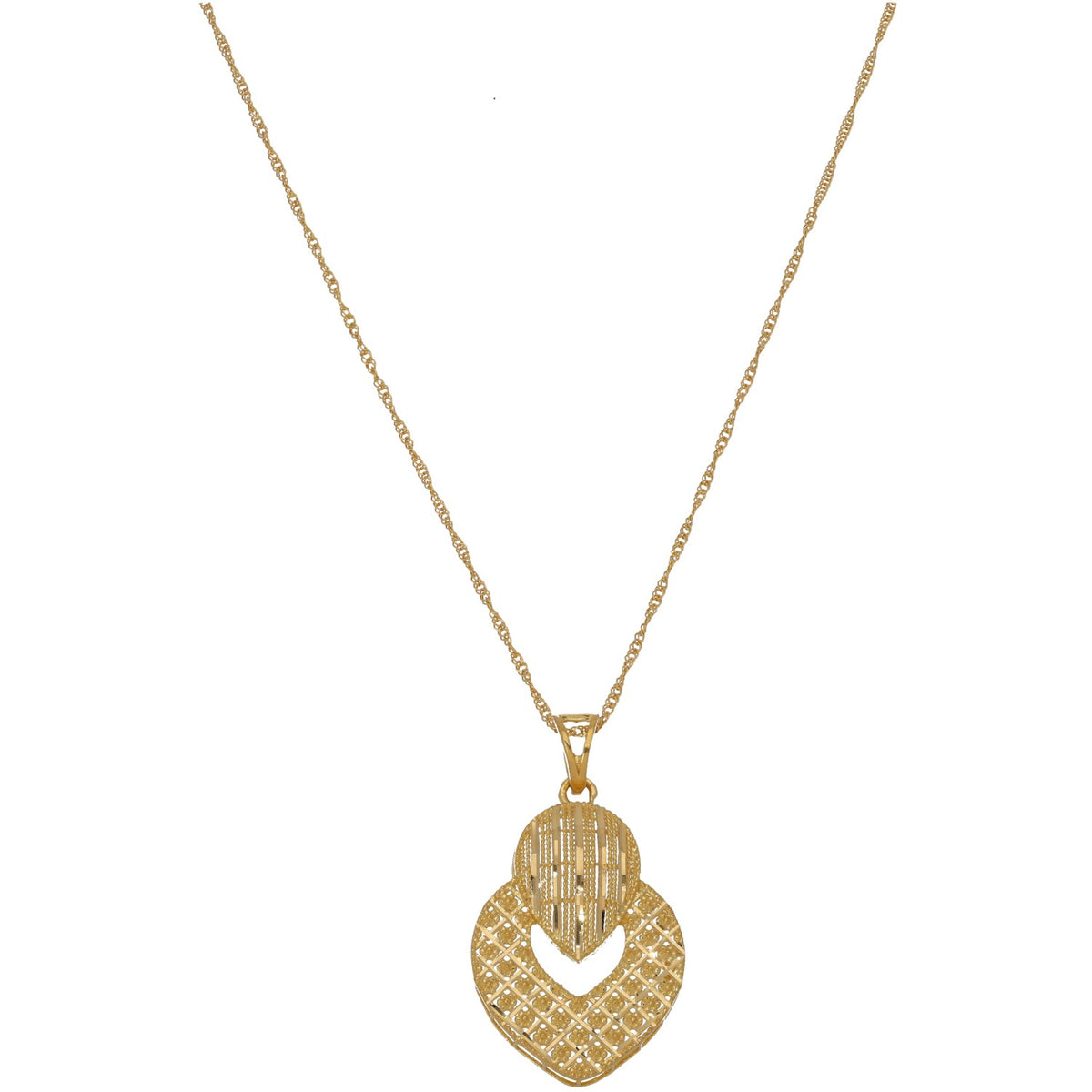 New 22ct Gold Ornate Teardrop 30mm Pendant With Chain 18"