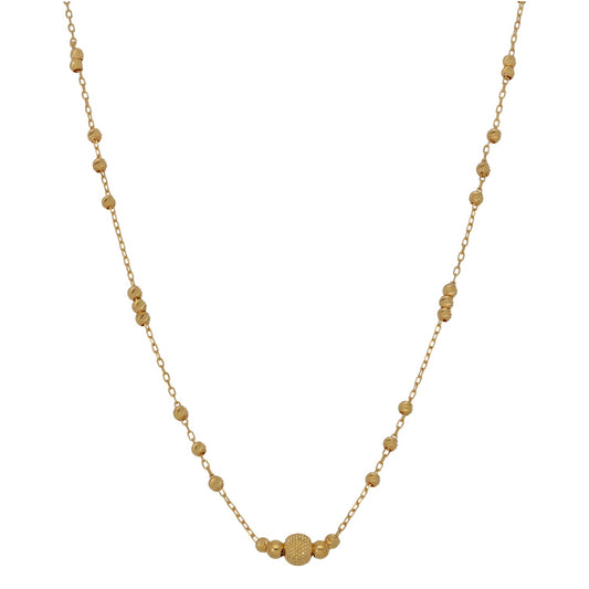 New 22ct Gold Triple Beaded Necklace 18"