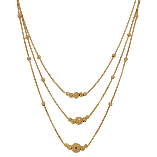 New 22ct Gold Triple Layer Beaded Necklace 22"