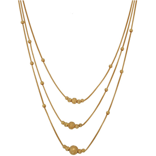 New 22ct Gold Triple Layer Beaded Necklace 22"