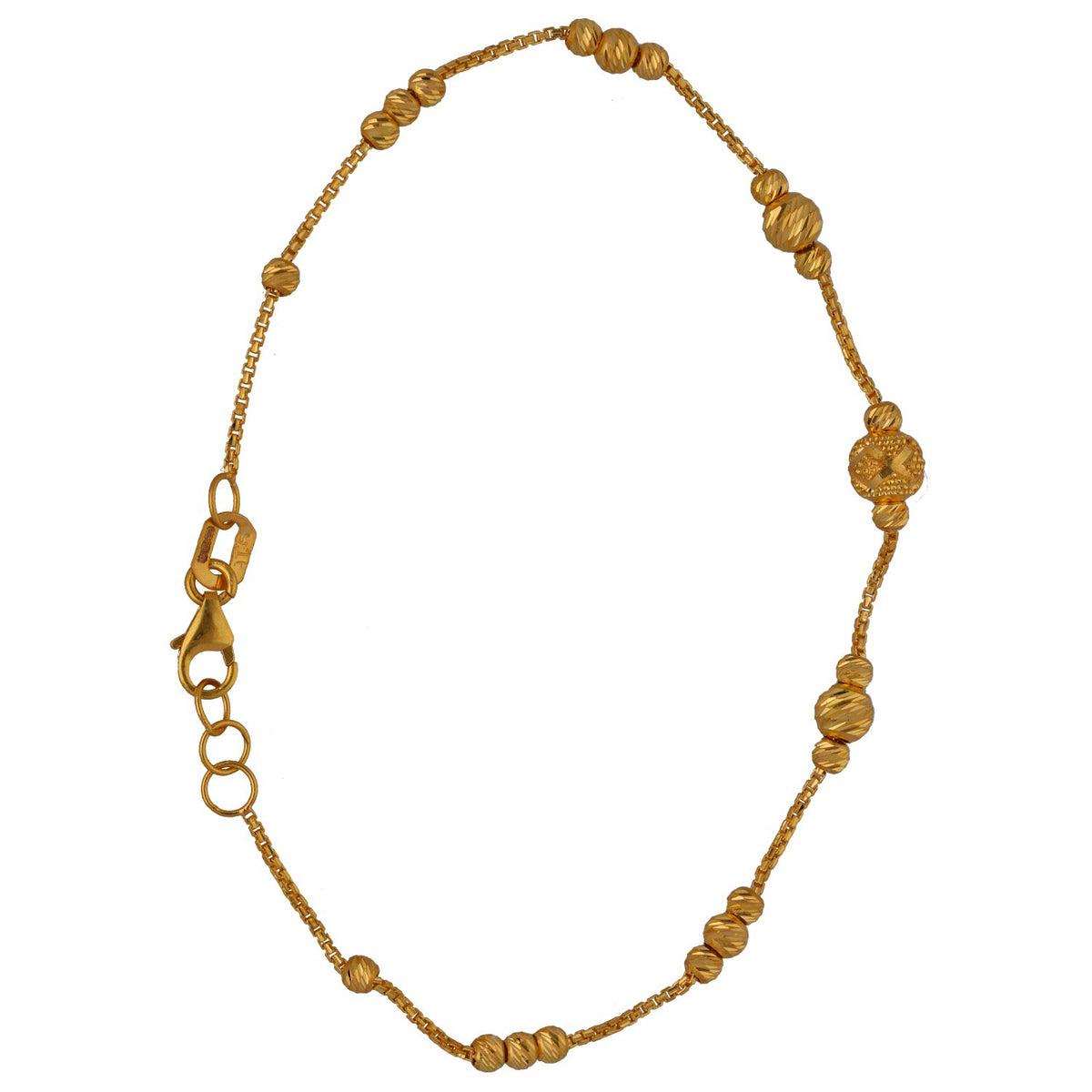 New 22ct Yellow Gold Station Bead Bracelet