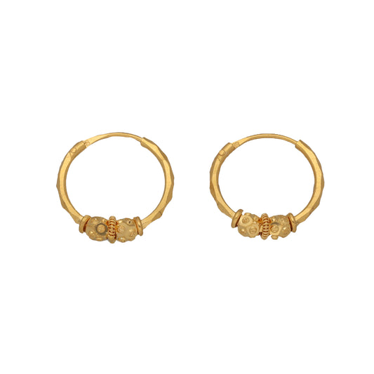 New 22ct Gold Football Beaded 20mm Hoop Earrings