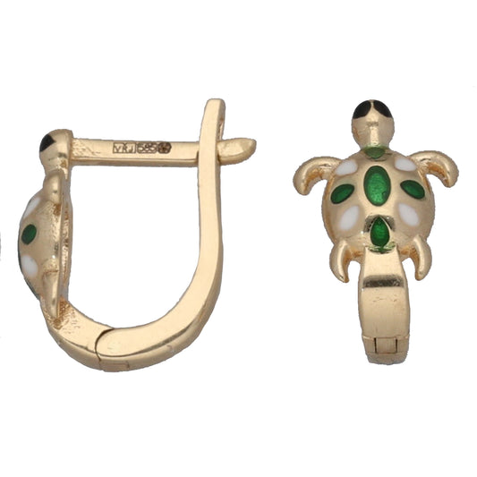 New 14ct Gold Turtle Huggie Earrings