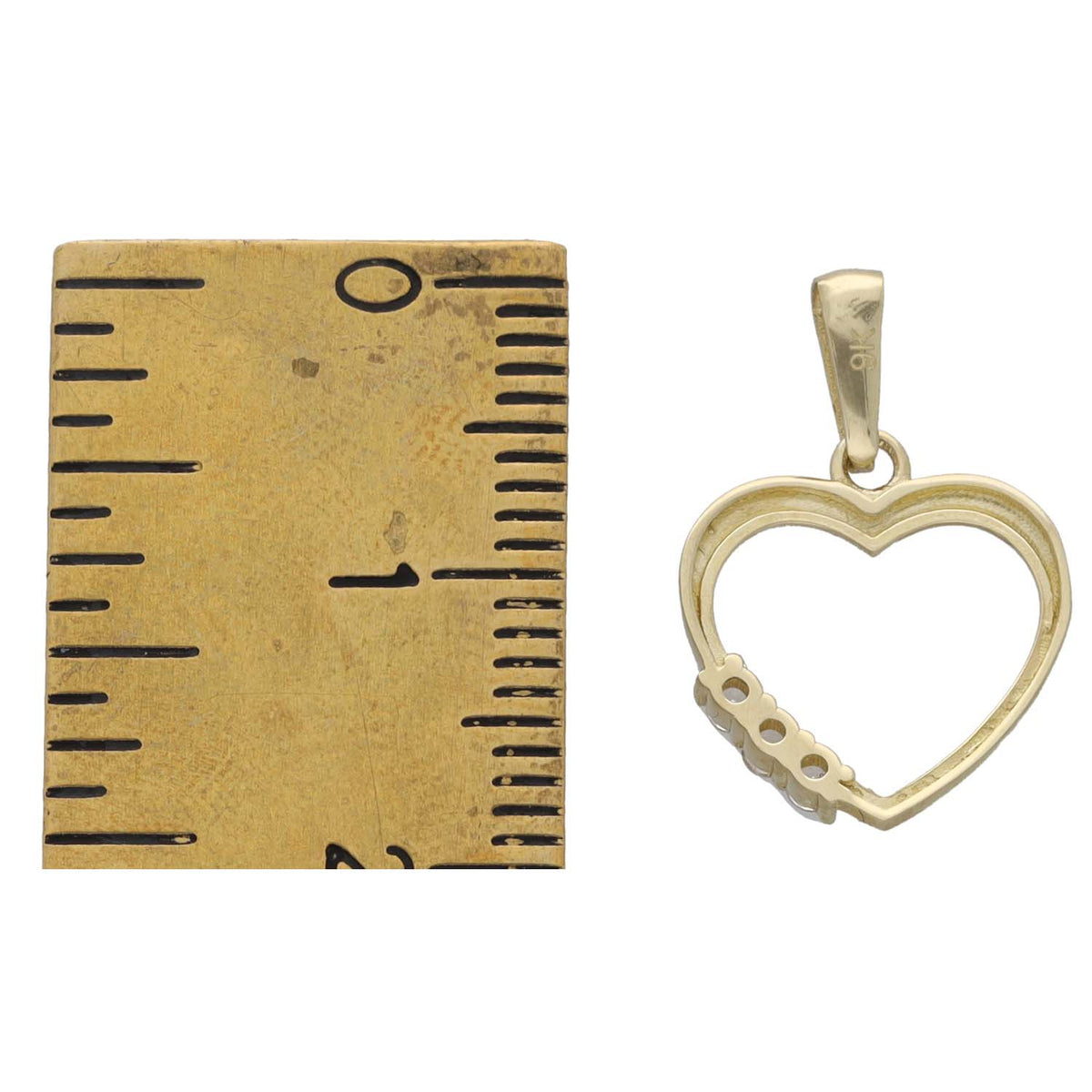New 9ct Gold Cubic Zirconia Heart Pendant