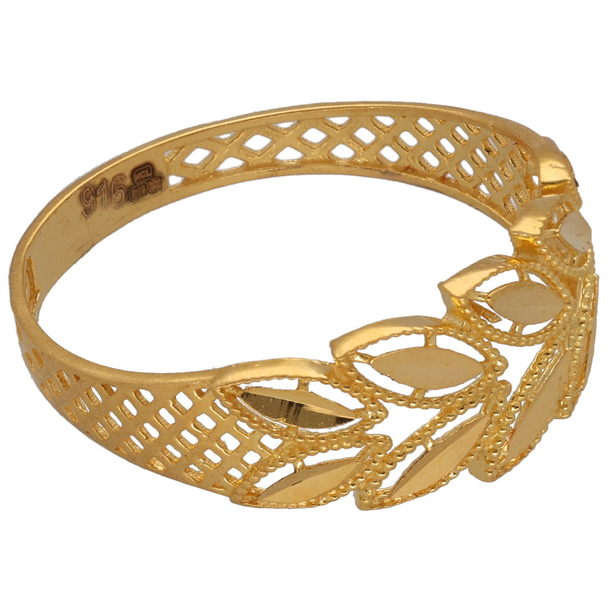 New 22ct Yellow Gold Beaded Floral Ring Size R