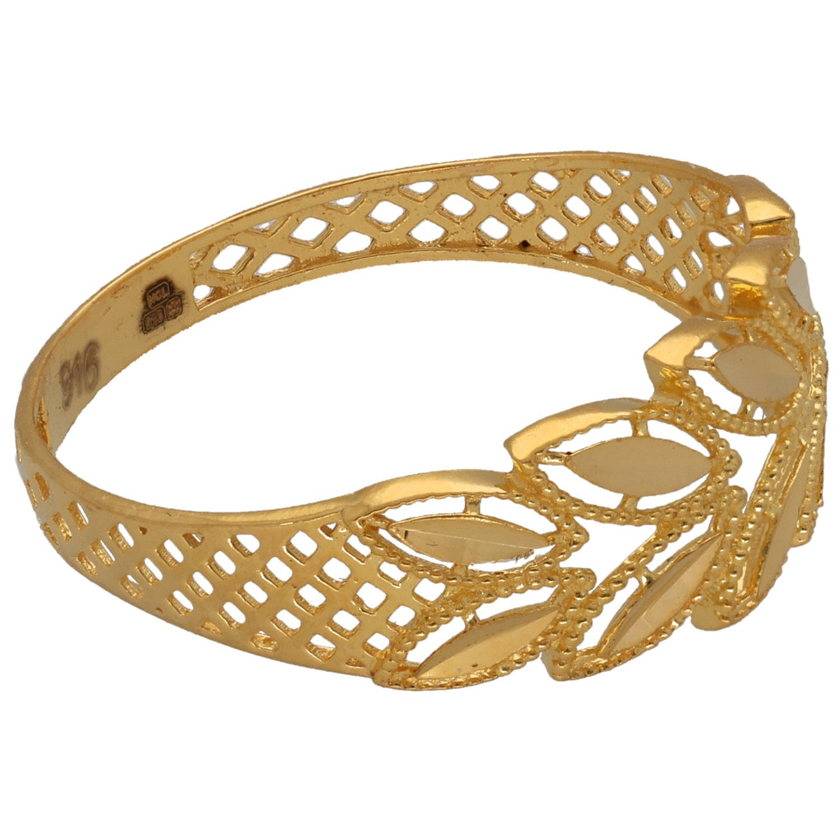New 22ct Yellow Gold Beaded Floral Ring Size R