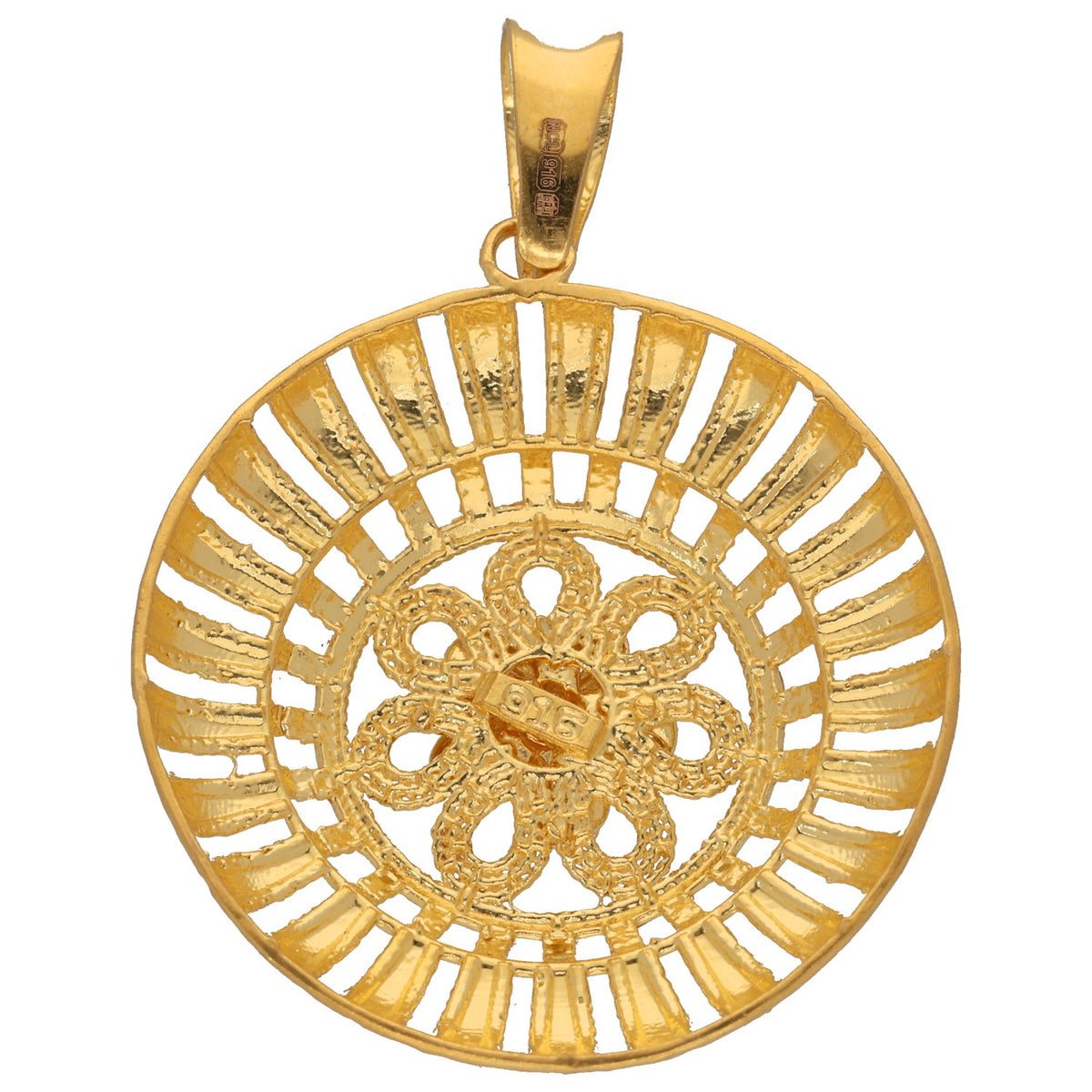 New 22ct Yellow Gold Round Calcutti Pendant