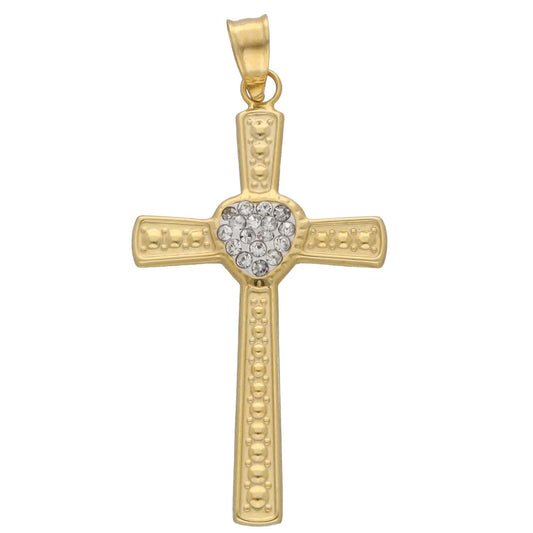 New 9ct Gold Cubic Zirconia Cross Pendant
