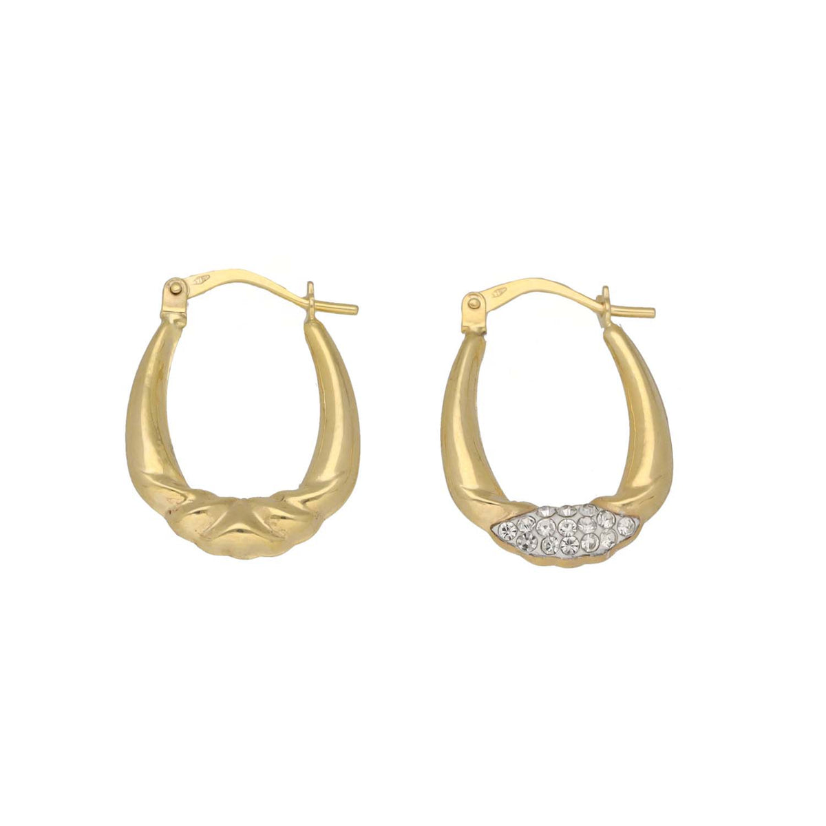 New 9ct Gold Crystal Fancy Creole Earrings