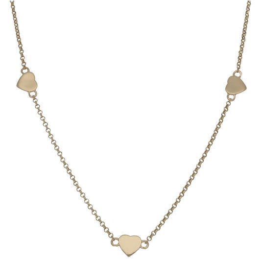 14ct Gold Heart Belcher Necklace 16"