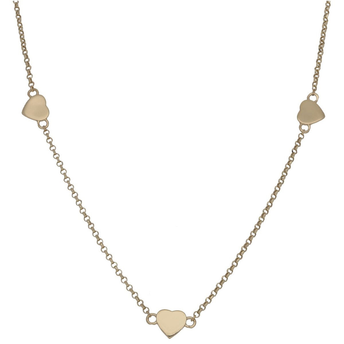 New 14ct Gold Heart Belcher Necklace 16"