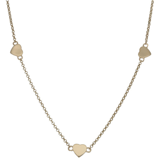 New 14ct Gold Heart Belcher Necklace 16"