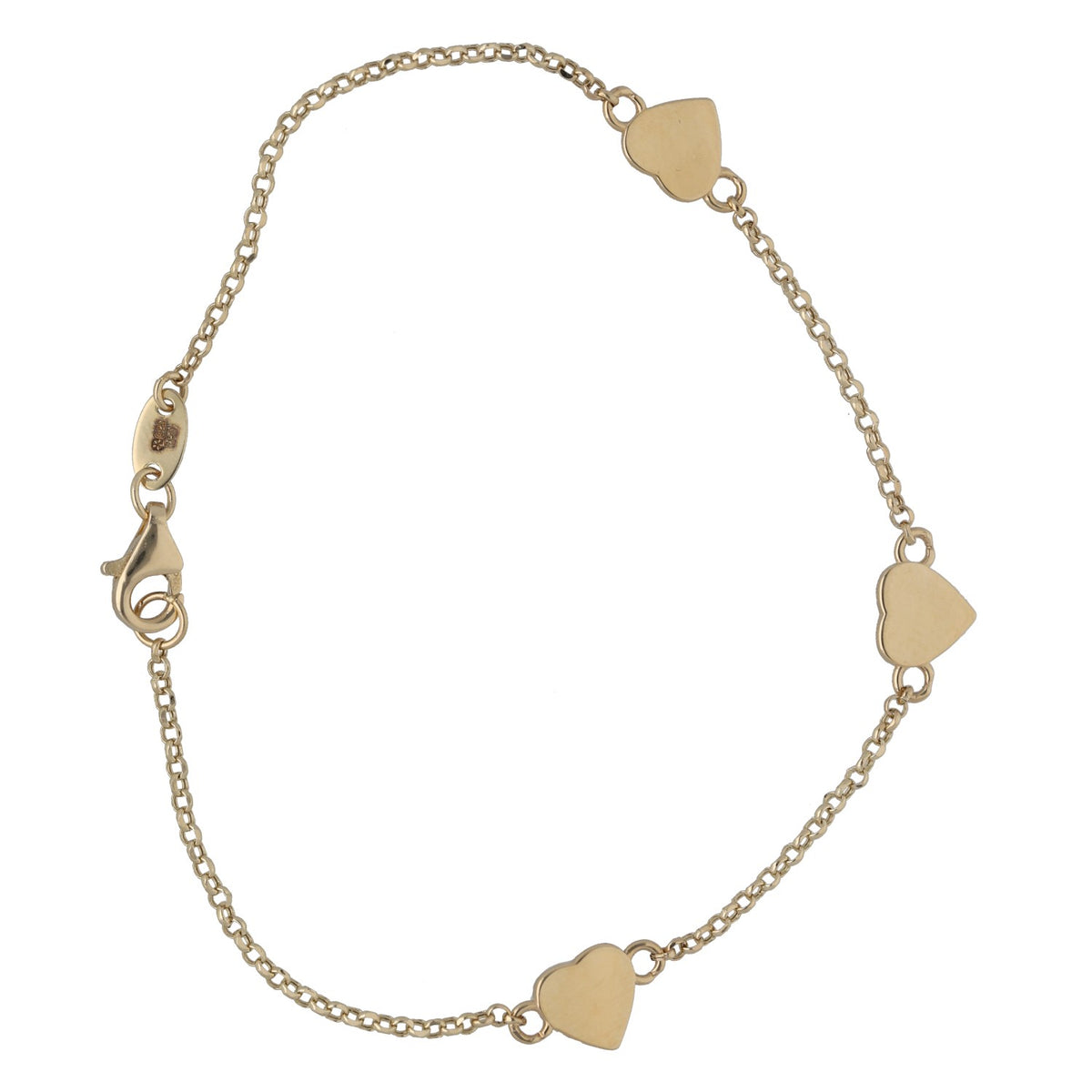 New 14ct Gold Heart Belcher Bracelet