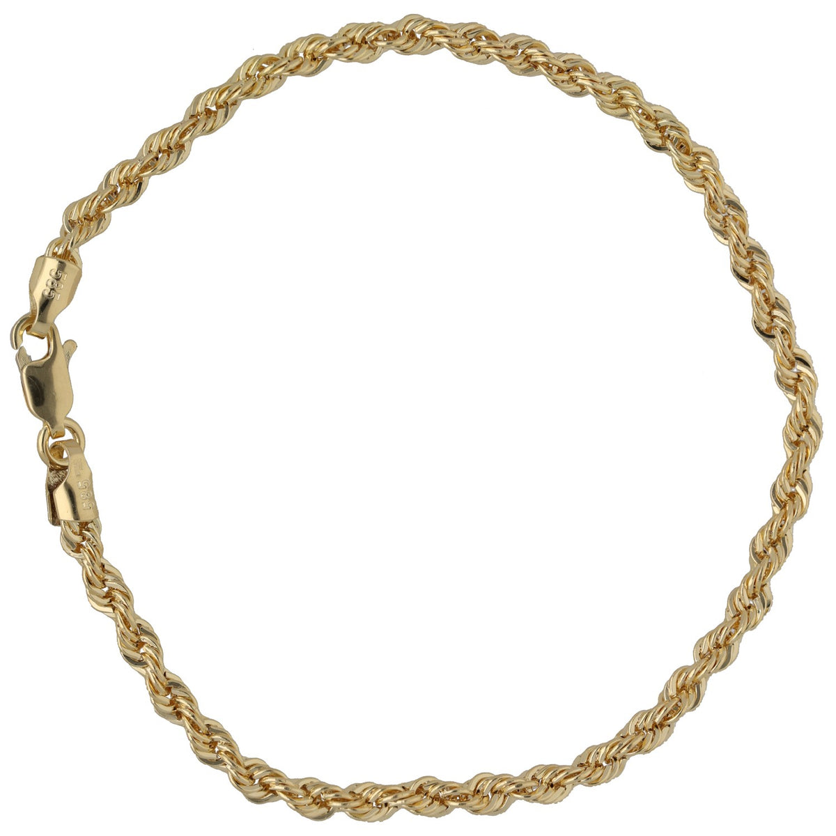 New 14ct Gold 3.3mm Rope Bracelet