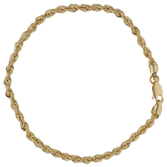 New 14ct Gold 3.3mm Rope Bracelet