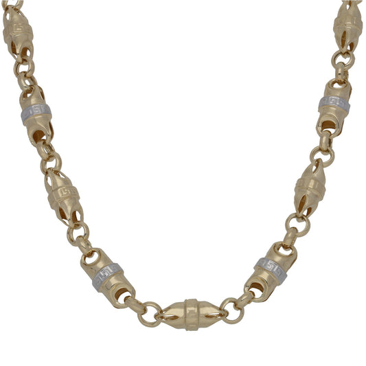 New 14ct Bi-Colour Gold Greek Key Fancy Chain 24"