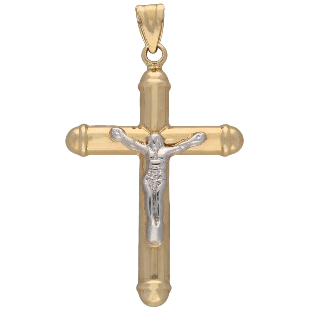 New 14ct Bi-Colour Gold Crucifix Pendant